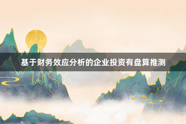 基于财务效应分析的企业投资有盘算推测